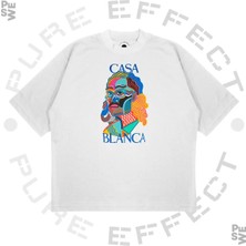 Pure Effect Unisex Oversize Casablanca Adam Sılüet Baskılı Boxy Fit Kalın Kumaşlı T-Shirt