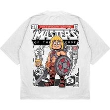 Pure Effect Unisex Oversize Masters He Man Sırt Baskılı Boxy Fit Kalın Kumaşlı T-Shirt
