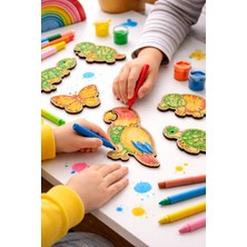 Ahşap Hayvan Figürü Papağan Boyama 10 Adet