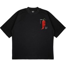 Pure Effect Unisex New Chılı Baskılı Boxy Fit Kalın Kumaşlı T-Shirt