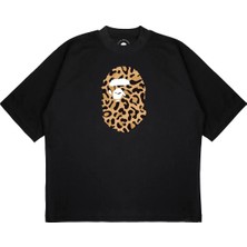 Pure Effect Unisex Oversize Bathıng Leopar Baskılı Boxy Fit Kalın Kumaşlı T-Shirt