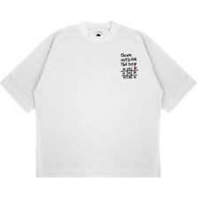 Pure Effect Unisex Oversize Think Outside The Box Baskılı Boxy Fit Kalın Kumaşlı T-Shirt