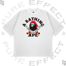 Pure Effect Unisex Oversize A Bathıng Ape Pırate Baskılı Boxy Fit Kalın Kumaşlı T-Shirt