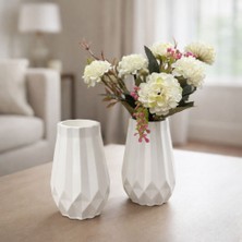 Perivar 2’li Mini Dekoratif Vazo Seti 10 cm | Taş Tozu Modern Salon, Balkon & Mutfak Vazoları - Hediyelik