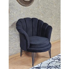 Sevinç Mobilya Tekli Istiridye Siyah Boyalı Telli Ayak Çay Seti Koltuk Tekli Berjer , Balkon, Salon, Ofis