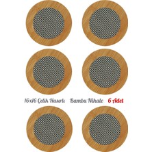 Miosse Home 6 Lı Bambu Çelik Telli Nihale Ahşap Tencere Tava Çaydanlık Altlığı