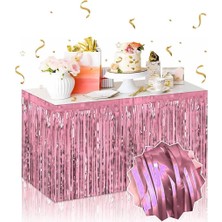 Uravas Store Kendinden Yapışkanlı Gold Metalize Püsküllü Masa Eteği – 75 x 275 cm Parti Süslemesi