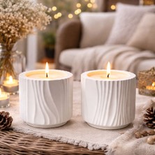 Perivar Dekoratif Beton Mum 2’li Set | Taş Tuzu - El Yapımı Modern Tasarım Mum | Ev Dekorasyon & Hediye