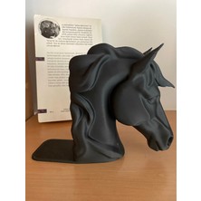 Alpin Modern At Başı Kitap Tutucu – Dekoratif Kitap Desteği Siyah Minimal Tasarım (3d Baskı Pla)
