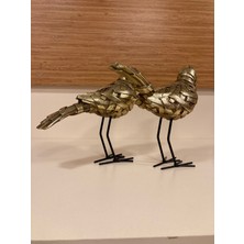 Plus Home Dekoratif 2'li El Yapımı Kuşlar Renk Altın Yükseklik 17 cm