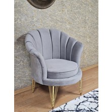 Sevinç Mobilya Tekli Istiridye Gold Kaplama Telli Ayak Çay Seti Koltuk Tekli Berjer , Balkon, Salon, Ofis