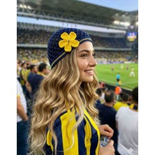 Happy Handmade Sarı Lacivert Viral Taraftar Beresi/fanatik/spor/basketbol/futbol/hediyelik