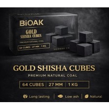 Bioak Gold Shisha Cubes Nargile Kömürü 1 kg 27 mm