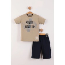 Mixima Never Give Up Baskılı Erkek Çocuk Yazlık Takım