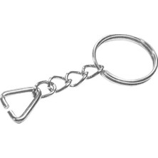 MiraLive Anahtarlık Halkası, Halka + Zincir + Üçgen, 24MM, Gümüş, Nikel, 1 Adet