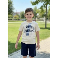 Mixima Never Give Up Baskılı Erkek Çocuk Yazlık Takım