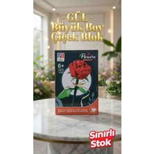 Kobe Home Büyük Boy Lüks Gül Çiçek Blok Seti –  yapı blok Çiçek - 3D Puzzle  - 30 cm - 74 Parça