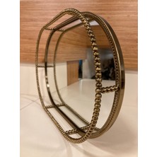 Plus Home Tepsi Dekoratif Oval Aynalı Model Döküm Pirinç Renk Antik Eskitme Boyutu 38X26 cm