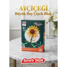 Kobe Home Büyük Boy Lüks Ayçiçeği Çiçek Blok Seti –  yapı blok  Çiçek - 3D Puzzle  - 30 cm - 114 Parça
