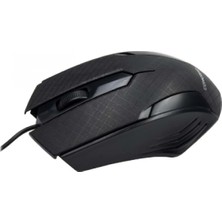 MiraLive Siyah Mat Desenli USB Kablolu 3D Optik Mouse