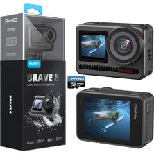 Akaso Brave 8 Aksiyon Kamerası, 4K60 Fps 48 Mp Wifi Su Altı Kamerası, Supersmooth Sabitleme, Dokunmatik Ekran, 150° Geniş Açı, 60 M Su Geçirmez Kamera, 8 x Zoom, 16 x Slo-Mo, 2 x 1550 Mah Pil