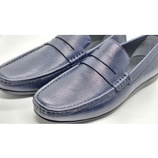 Darkwood-Erkek Loafer-Günlük Ayakkabı-Natürel Lacivert Renk Kırışık Deri