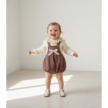 Minicayzen Bella Lace Romper Kahve Fisto Yakalı Kız Bebek Salopet
