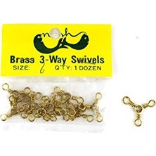 Brass 3-Way Swivels No:6 3 Lü Fırdöndü 12 Li Pkt