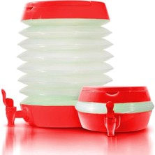 Akordiyonlu Su Sebili Meşrubat Içecek Kabı Bidonu Damacana Katlanabilir Musluklu Körüklü 5.5 Litre Termos Piknik Kamp Manl Kırmızı