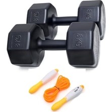 Besinistanbul 8  Dambıl x 2 Adet = 16  + Sayaçlı Atlama Ipi Siyah