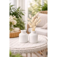 Perivar Elora Dekoratif 2'li Mini Vazo  10 cm – Dekoratif  Taş Tozu  Salon Mutfak Masa Üstü Vazo Hediye'