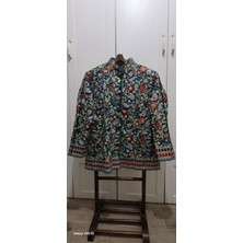 Pashmina Kimono Kaşmir Ceket El Işlemesi Full Aari Desenli Nakışlı Astarlı