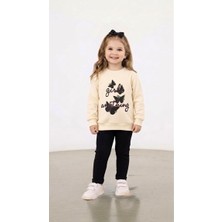 Stilera Kız Çocuk Baskılı Sweat ve Fitilli Tayt Mevsimlik Alt Üst Takım