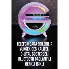 Marsilyan- Bluetooth Hoparlör 15W Kablosuz Hızlı Şarj LED Gece Lambası