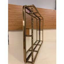 Plus Home Tepsi Dekoratif Dikdörtgen Aynalı Model Döküm Pirinç Renk Antik Eskitme Boyutu 40X26 cm