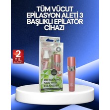 Marsilyan 3 Başlıklı Yüz ve Vücut Tüy Temizleme Cihazı Pembe