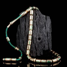 İskender Tesbih Yeşil Kapsül Kesim Işlemeli Altın Tesbih