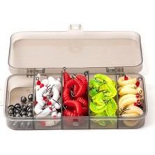 100 Parça Kutulu Iğneli Yumuşak Silikon Kurtçuk Olta Balık Ye - 4 Renk