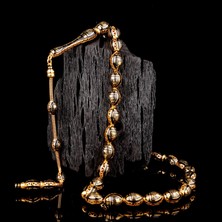 İskender Tesbih Siyah Mineli Arpa Kesim Koleksiyonluk Altın Tesbih