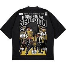 Pure Effect Unisex Oversize Mortal Combat Scorpıon Sırt Baskılı Boxy Fit Kalın Kumaşlı T-Shirt