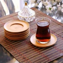 Esranın Dünyası Antibakteriyel Bambu Çay Tabağı - 6'lı Set