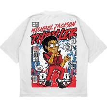 Pure Effect Unisex Oversize Mıchael Jackson Thrıller Sırt Baskılı Boxy Fit Kalın Kumaşlı T-Shirt