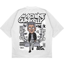 Pure Effect Unisex Oversize Machıne Gunkelly Sırt Baskılı Boxy Fit Kalın Kumaşlı T-Shirt