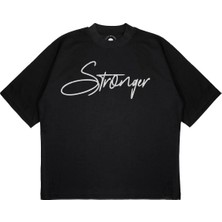 Pure Effect Unisex Oversize Unbreakable Stronger Baskılı Boxy Fit Kalın Kumaşlı T-Shirt
