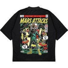Pure Effect Unisex Oversize Mars Attack Sırt Baskılı Boxy Fit Kalın Kumaşlı T-Shirt
