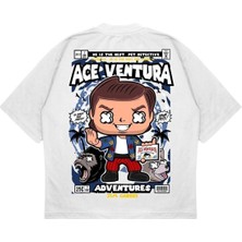Pure Effect Unisex Oversize Ace Ventura Sırt Baskılı Boxy Fit Kalın Kumaşlı T-Shirt