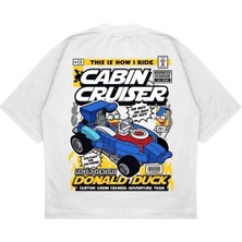 Pure Effect Unisex Oversize Cabın Cruıser Sırt Baskılı Boxy Fit Kalın Kumaşlı T-Shirt