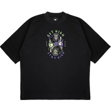 Pure Effect Unisex Oversize Get Hıgh Stay Hıgh Baskılı Boxy Fit Kalın Kumaşlı T-Shirt