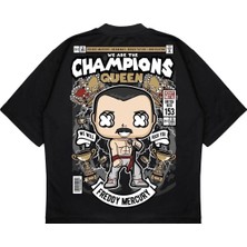 Pure Effect Unisex Oversize Champıons Sırt Baskılı Boxy Fit Kalın Kumaşlı T-Shirt