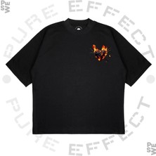 Pure Effect Unisex Oversize Chaotic Romance Baskılı Boxy Fit Kalın Kumaşlı T-Shirt